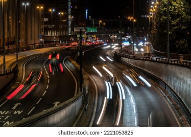 BIRMINGHAM, UK - 2022: Birmingham UK City Centre At Night