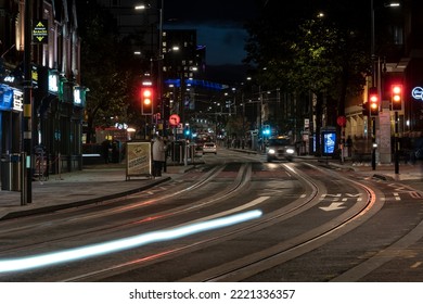 BIRMINGHAM, UK - 2022: Birmingham UK City Centre At Night