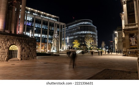 BIRMINGHAM, UK - 2022: Birmingham UK City Centre At Night