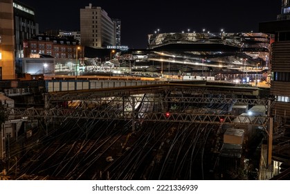 BIRMINGHAM, UK - 2022: Birmingham UK City Centre At Night