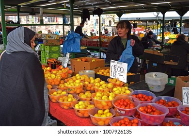 Birmingham, UK / CIRCA 2017 / The Birmingham Bullring Market 