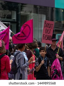 Birmingham, UK -July 13th, 2019: Fight Fast Fashion Protest, Fashion Is The Second Biggest Polluter On Earth.