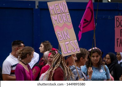 Birmingham, UK -July 13th, 2019: Fight Fast Fashion Protest, Fashion Is The Second Biggest Polluter On Earth.