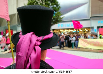 Birmingham, UK - July 13th 2019: Extinction Rebellion Protest Against Fast Fashion. Fashion Show Outside Primark