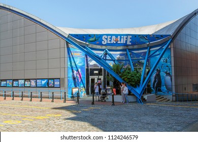 Birmingham, UK: June 29, 2018: The National SEA LIFE Centre Is An Aquarium With Over 60 Displays Of Freshwater And Marine Life In Brindleyplace, Birmingham.