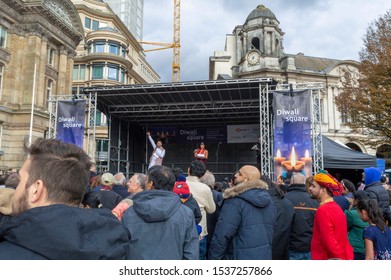 Birmingham, UK - October 19, 2019: The Presenters At The Diwali On The Square Get The Audience Excited.