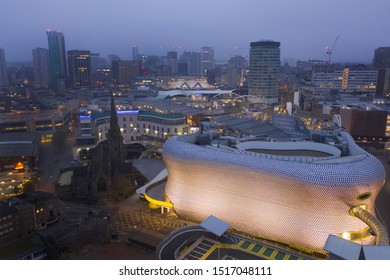 BIRMINGHAM, UK - SEPTEMBER 2019: Birmingham city view with Selfridges and city skyline at dawn