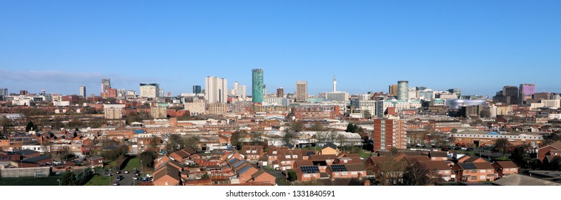 Birmingham UK skyline. Rotunder, bullring, john lewis, the cube,  the forum, rag market, bt tower. Commercial Image. 