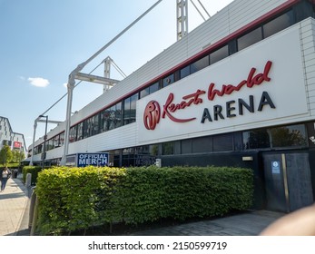 Birmingham. UK-04.26.2022. The Name Sign And Facade Of The Resorts World Arena. A Major Entertainment And Music Venue In The Midlands.