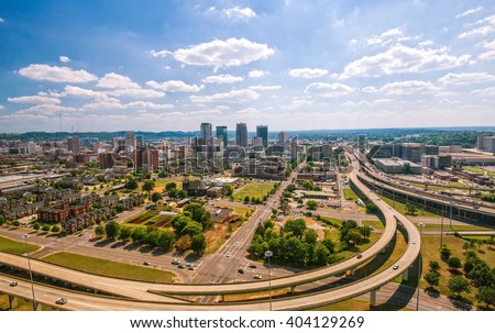 Birmingham Urban Garden with city in background.