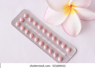birth control pill .oral contraception concept .education 