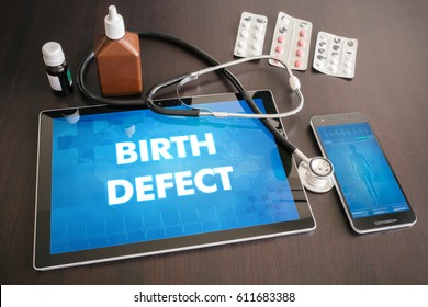 Birth Defect (congenital Disorder) Diagnosis Medical Concept On Tablet Screen With Stethoscope.