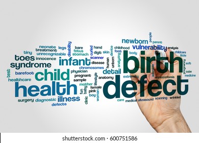 Birth Defect Word Cloud Concept On Grey Background.