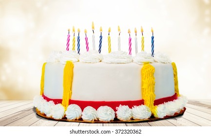 Naked Funfetti Birthday Cake Colorful Candles Stock Photo Edit Now