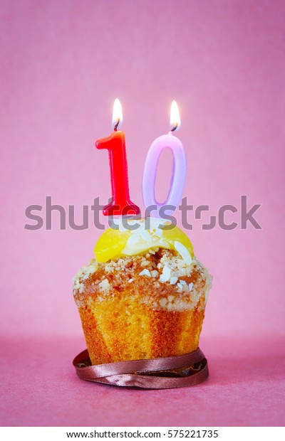 birthday-cake-burning-candle-number-ten-stock-photo-edit-now-575221735