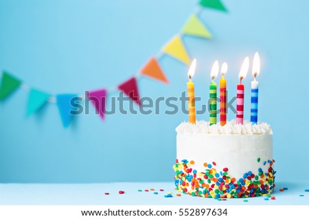 Birthday cake with colorful candles