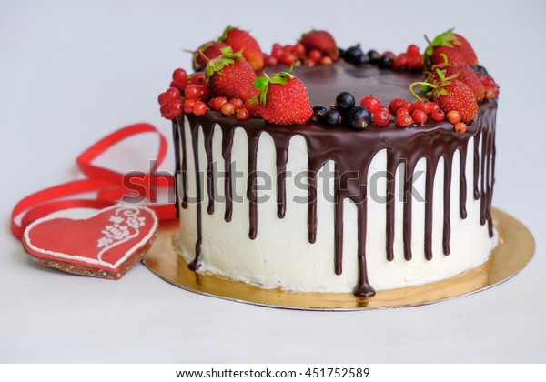 Birthday Cake Decorated By Chocolate Berry Food And Drink