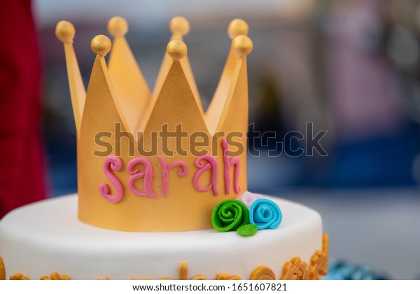 Birthday Cake Has Name Sarah Written Stock Photo Edit Now