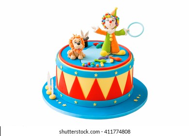 Birthday Cake Mastic For A Child . Bright And Colorful With A Fantastic Character .