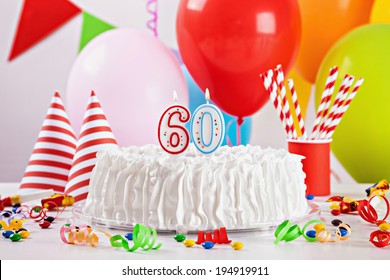 birthday cake on colorful balloon background with other birthday decoration focus is on cake - Gateau Anniversaire 60 Ans birthday cake on colorful balloon background with other birthday decoration focus is on cake - Gateau Anniversaire 60 Ans