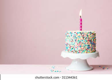 Birthday cake with one candle