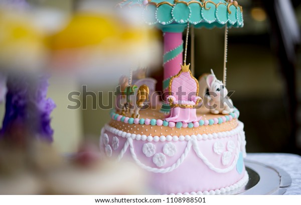 Birthday Cake Sweets On Decorated Table Stock Photo Edit Now