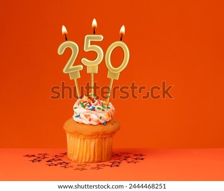 Birthday candle number 250 - Invitation card with orange background