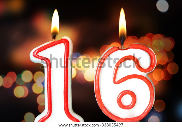 Birthday Candles Celebrating 16th Birthday Stock Photo (Edit Now) 338055497