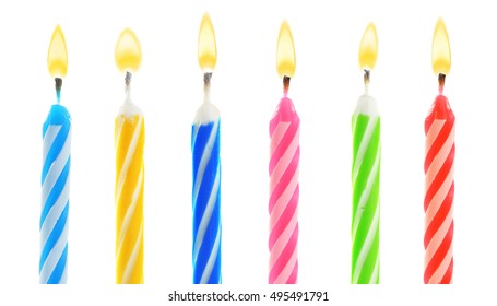 Birthday Candles, Isolated On White