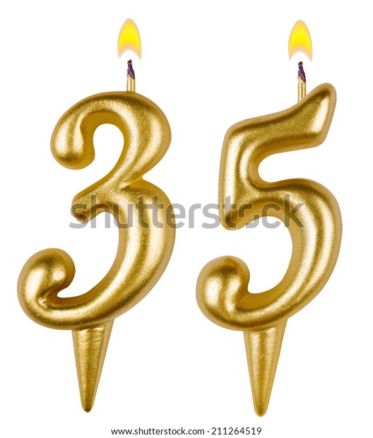 Birthday Candles Number Thirty Five Isolated Stock Photo