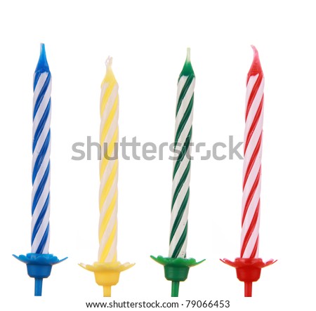 Birthday candles on white background