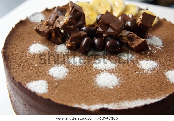 Birthday Chocolate Banana Mousse Cake Decorated Stock Photo Edit