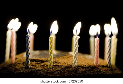 Birthday Chocolate Cake Burning Candle On Stock Photo (Edit Now) 37239550