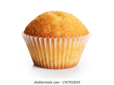 Birthday Cupcake Isolated On A White Background. With Clipping Path.