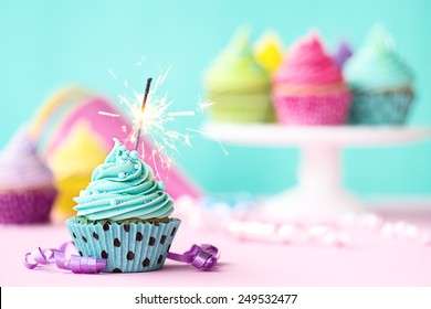 Birthday Cupcake With Sparkler