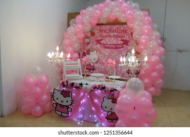 Birthday Decorations Hello Kitty Cartoon Themes Stock Photo 1251356644 ...