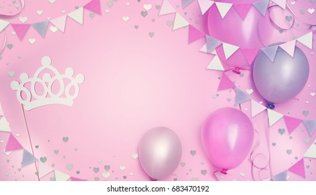 birthday little girl princess party concept.