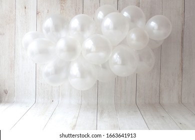 Birthday party background for smash cake. Ballon garland. Blurred and defocus backdrop. 
