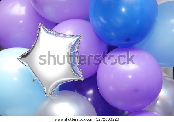 Birthday Party Decoration Background Balloons Blue Royalty Free