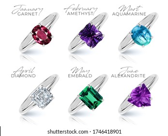  Birthstone rings collection set (PART 1/2 FIRST PART) gem lewelry