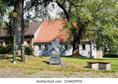 Bischofswerda, Germany - 29.06.2020 - Park With Memorial Stone Of The Peaceful Revolution Of 1989