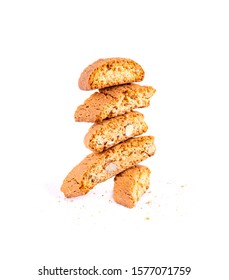 Biscotti with nuts isolated on a white background. Sweet crackers with nuts