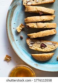 Biscotti on a blue plate