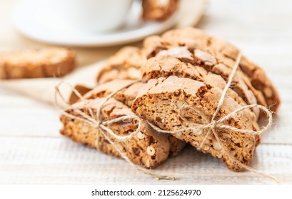 Biscotti on the table for tea. Selective focus. Food.