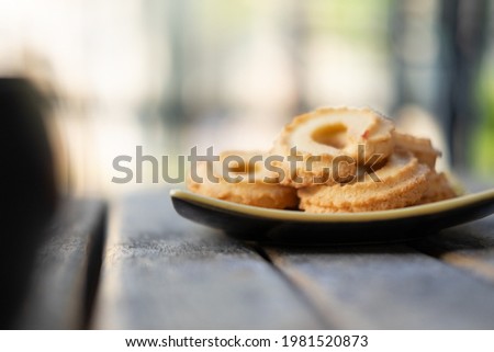 Biscuit with Danish style butter cookies and honey flavored, selective focus