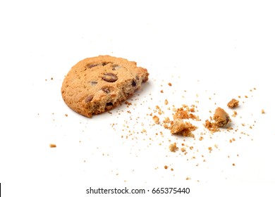 Biscuits With Crumbs Isolated On White Background