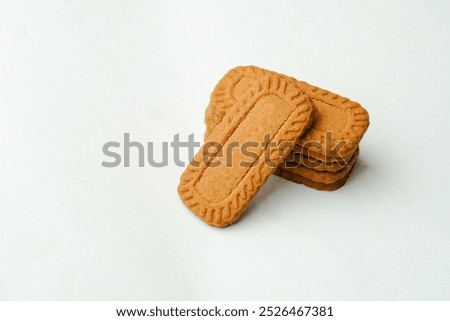 Biscuits, Biscuits on white background. 5 golden biscuits