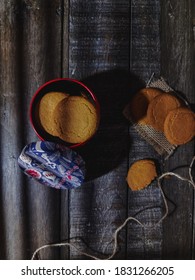 Biscuits with shadows. Upper view. 