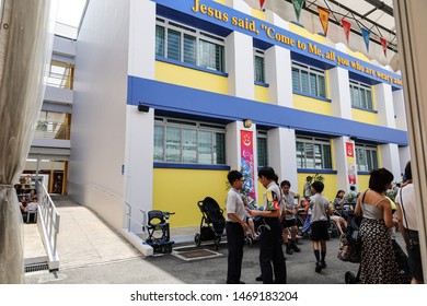 Bishan / Singapore - August 3rd 2019: An Annual National Day Carnival Was Held For The Public With Lots Of Games, And Performances In A School.