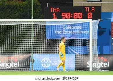 BISHAN,SINGAPORE-JUNE1:The Score After The 28th SEA Games Singapore 2015 Match Between Thailand And Timor Leste At Bishan Stadium On JUNE1 2015 In,SINGAPORE